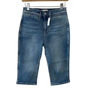 NWT Madewell Semi Stretch Y2K Style Bermuda Mid Rise Medium Wash Shorts Size 25